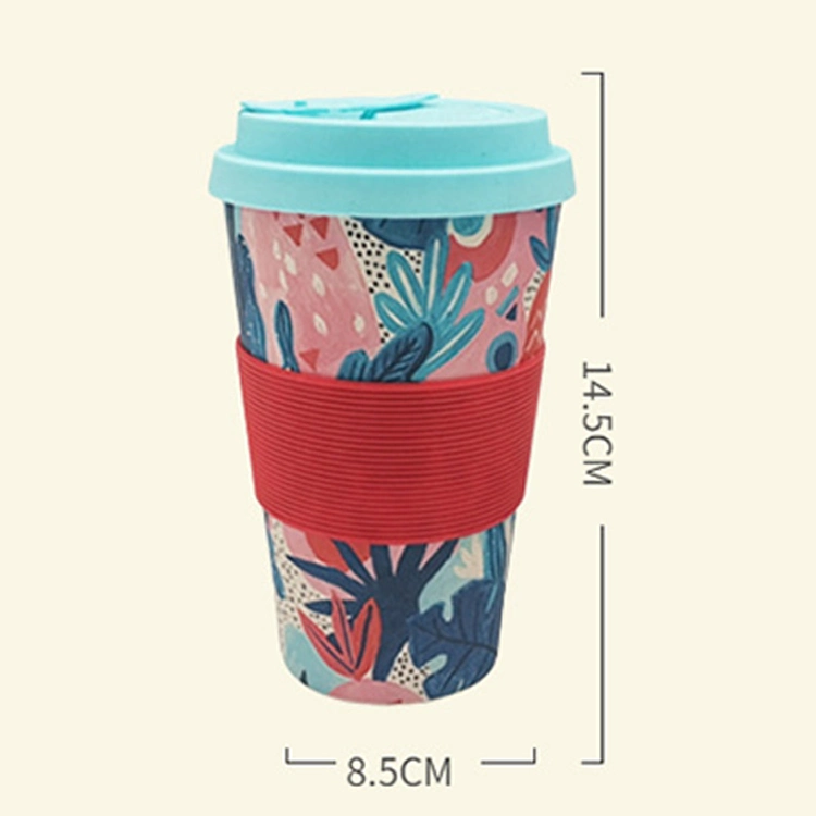 Newest Hot 400ml Reusable Bamboo Fibre Coffee Cups Eco Friendly Travel Coffee Mugs Drinking Mug with Silicone Lids