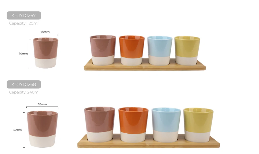 Kalring Ceramic Mini Candy Color Mug with Bamboo Stray